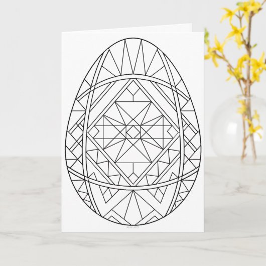 Pysanki Kaart om in te kleuren 1 (Gele Bloem)