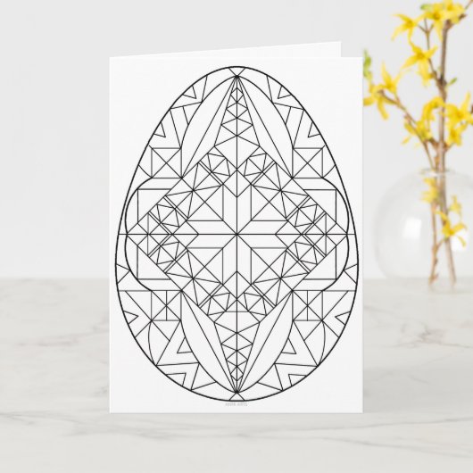 Pysanki Kaart om in te kleuren 2 (Gele Bloem)