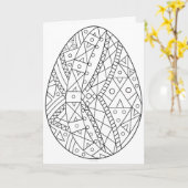 Pysanki Kaart om in te kleuren 4 (Gele Bloem)