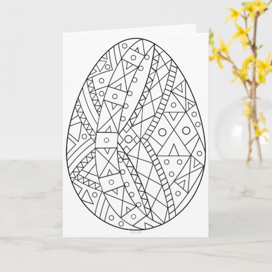 Pysanki Kaart om in te kleuren 4 (Gele Bloem)