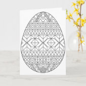 Pysanki Kaart om te Kleuren 3 (Gele Bloem)