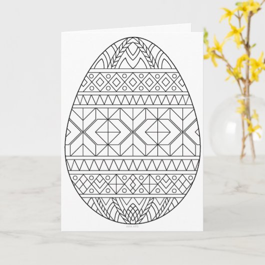 Pysanki Kaart om te Kleuren 3 (Gele Bloem)