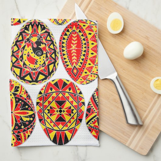 Pysanki Paaseieren Theedoek (Quarter Fold)