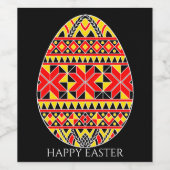 Pysanki Paaseieren Wijn Etiket (Enkel label)