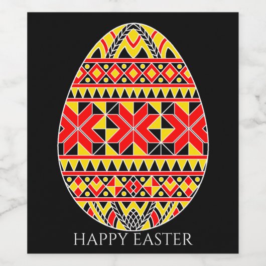 Pysanki Paaseieren Wijn Etiket (Enkel label)