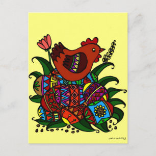Pysanky en Hen Ukraine Folk Art Briefkaart
