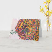 Pyschemelic Cat van Louis Wain Kaart (Gele Bloem)