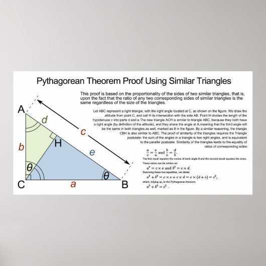 Pythagorean Theorem Proof met soortgelijke driehoe Poster (Voorkant)