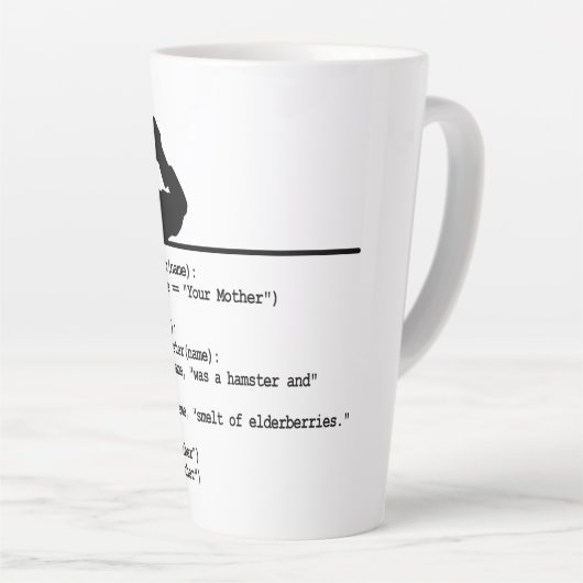 Python Code-Je moeder was een hamster Latte Mok (Rechterhoek)