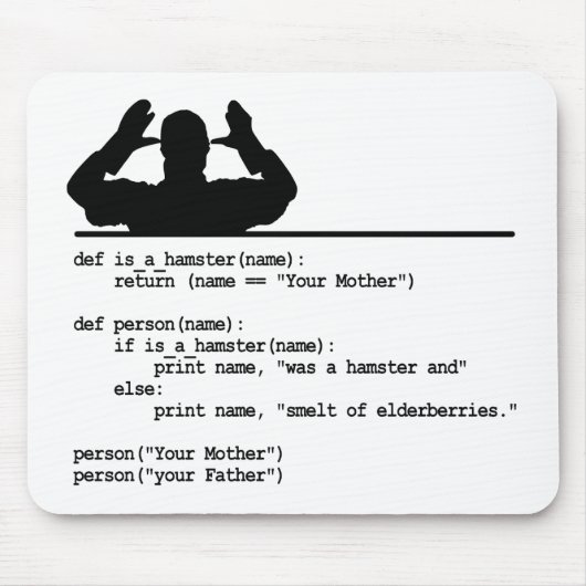 Python Code-Je moeder was een hamster Muismat (Voorkant)