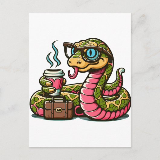 Python drink koffie aankondigingskaart (Voorkant)