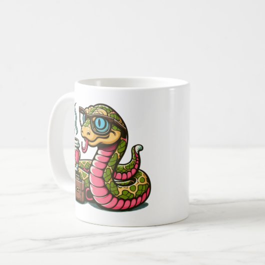 Python drink koffie koffiemok (Voorkant links)
