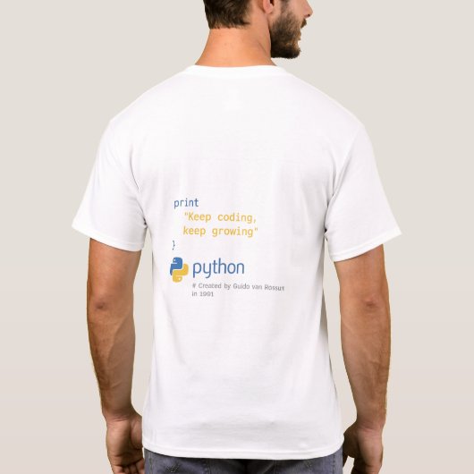 Python en zijn schepper met het jaar van de schepp t-shirt (Achterkant)