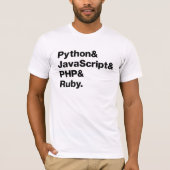 Python JavaScript PHP Ruby Programming Shirt (Voorkant)