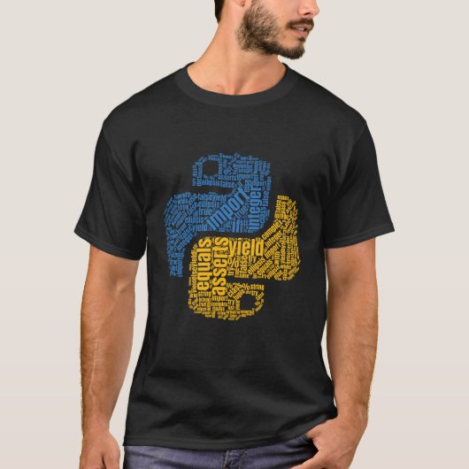 Python Logo Wordcloud voor programmeurs T-shirt (Voorkant)