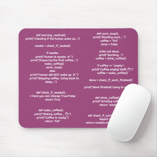 Python morning_routine() Muismat – Codaar Geschenk (Met muis)
