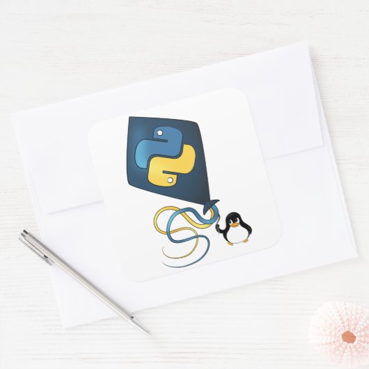 Python op Linux Vierkante Sticker (Envelop)