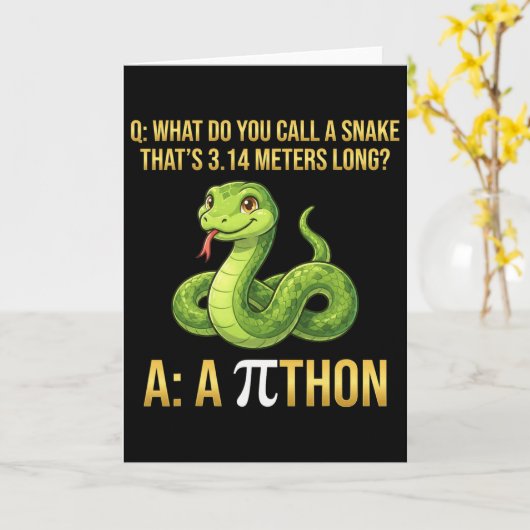 Python Pithon Pi-dag symbool Grappige wiskundelera Kaart (Gele Bloem)