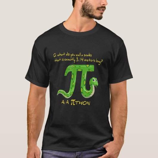 Python Pithon Pi Sybol Funny Wiskunde Teacher Pi D T-shirt (Voorkant)