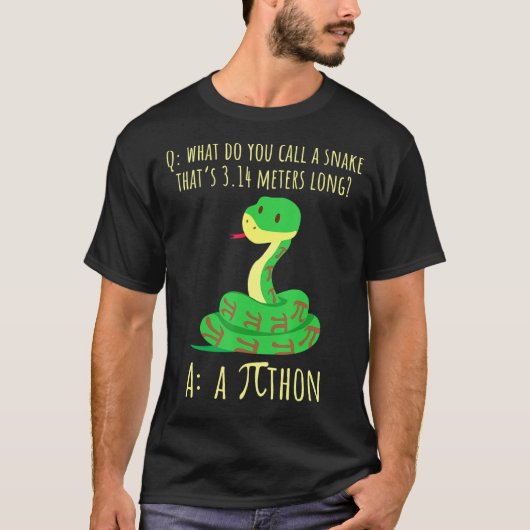 Python Pithon Pi Symbol Wiskunde Teacher Pi Dag T-shirt (Voorkant)