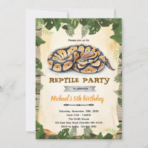 Python reptiel verjaardagsfeest uitnodiging