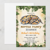 Python reptiel verjaardagsfeest uitnodiging (Voorkant / Achterkant)