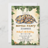 Python reptile birthday party invitation kaart (Voorkant)