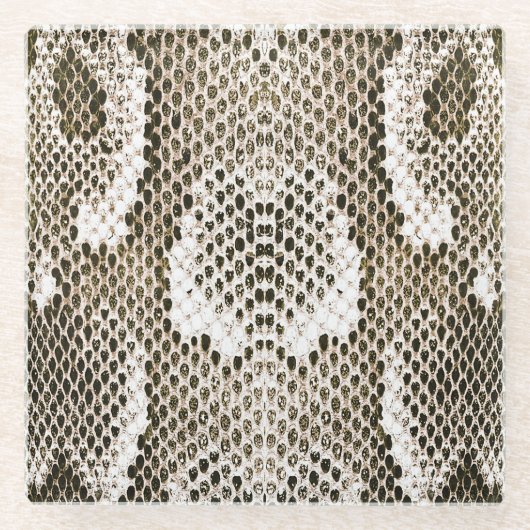 Python Skin: Dierlijk Patroon Ontwerp Glazen Onderzetter (Voorkant)