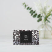 Python Skin Snake Black Silver White Glam Vip Visitekaartje (Staand voorkant)