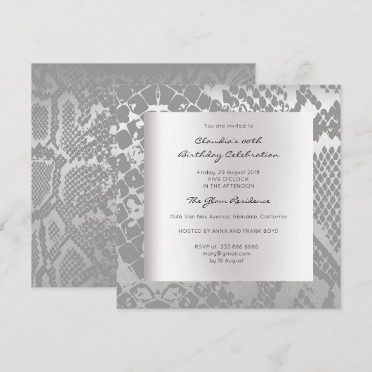 Python Snake Animal Skin Black Silver Birthday Kaart (Voorkant / Achterkant)