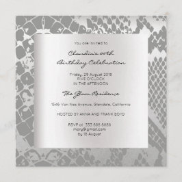 Python Snake Animal Skin Black Silver Birthday Kaart