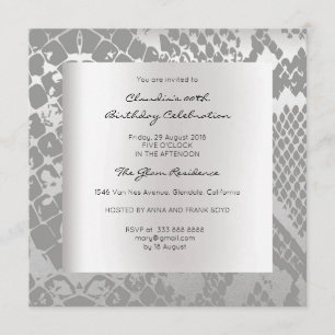 Python Snake Animal Skin Black Silver Birthday Kaart