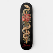 Python Snake met rode roos Persoonlijk Skateboard (Voorkant)