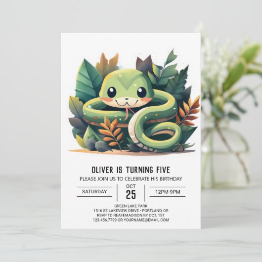 Python Wonderland Snake Verjaardag Kaart (Staand voorkant)