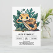 Pythons bewerkbare kinderen verjaardag kaart (Staand voorkant)