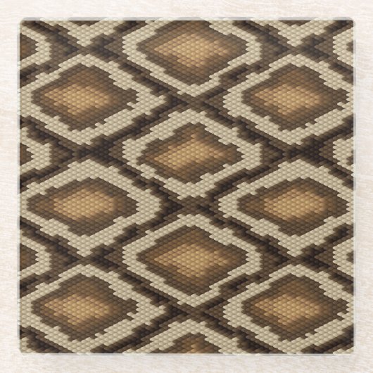 Pythonslang huidpatroon 2 glazen onderzetter (Voorkant)