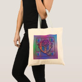 Q "Blue Rain Glass" Aangepaste monogram Canvas tas (Voorkant (product))