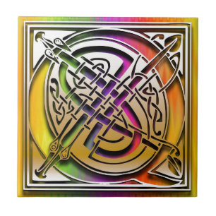 Q Celtic Rainbow aangepaste monogram Tile Tegeltje