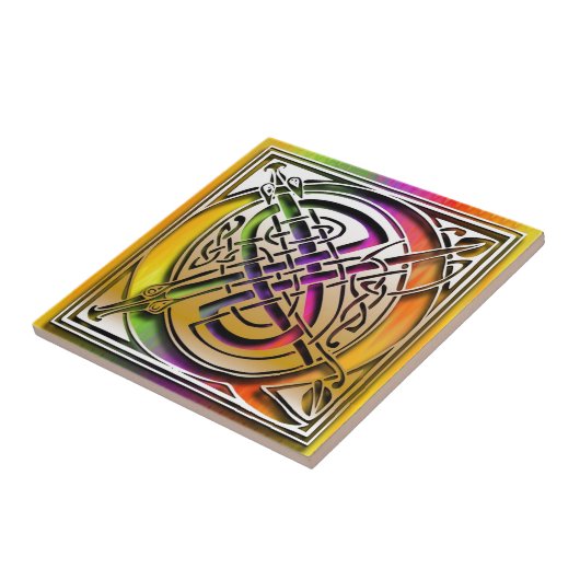 Q Celtic Rainbow aangepaste monogram Tile Tegeltje (Zijkant)