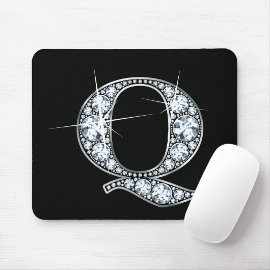 "Q" Diamond Bling Mousepad Muismat (Met muis)