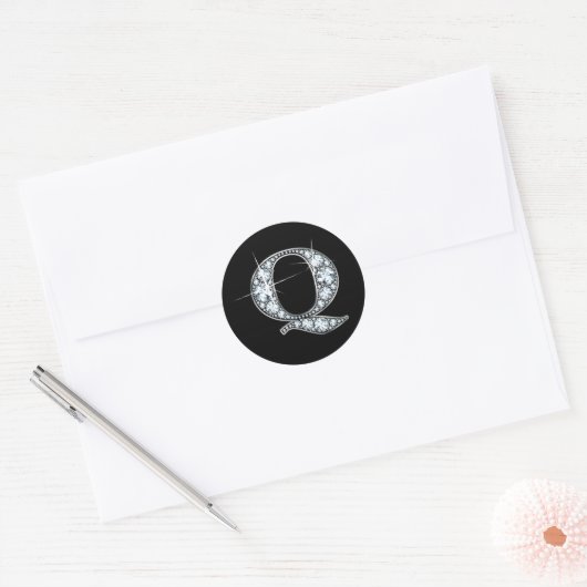"Q" Diamond Bling Sticker (Envelop)