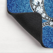 Q Faux-"Diamond Bling" op Denim Mousepad Muismat (Hoek)