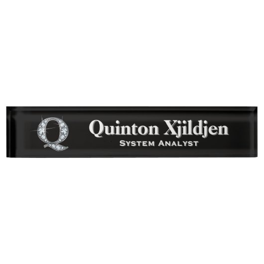 Q Faux Diamond Desk Naambordje (Voorkant)