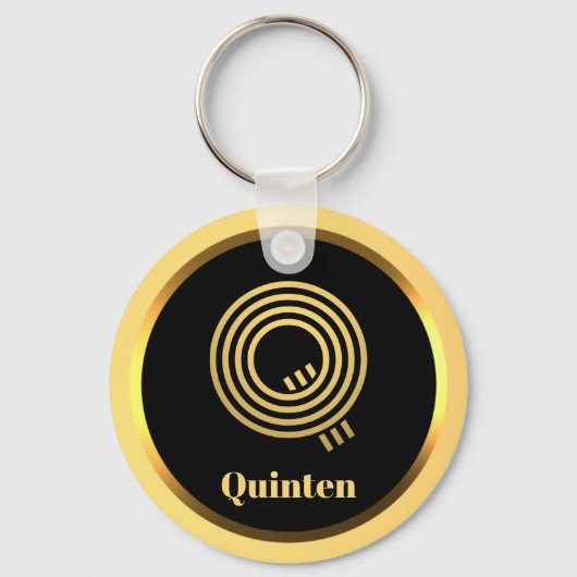 Q Gold Monogrammed Letter persoonlijk Sleutelhanger (Voorkant)