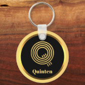 Q Gold Monogrammed Letter persoonlijk Sleutelhanger (Voorkant)