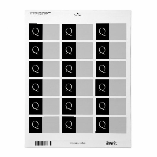"Q" Initiaal Aangepast label (Full Sheet)