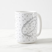 Q Initiaal Monogram Witte Diamanten Print Koffiemok (Voorkant rechts)