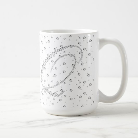 Q Initiaal Monogram Witte Diamanten Print Koffiemok (Rechts)