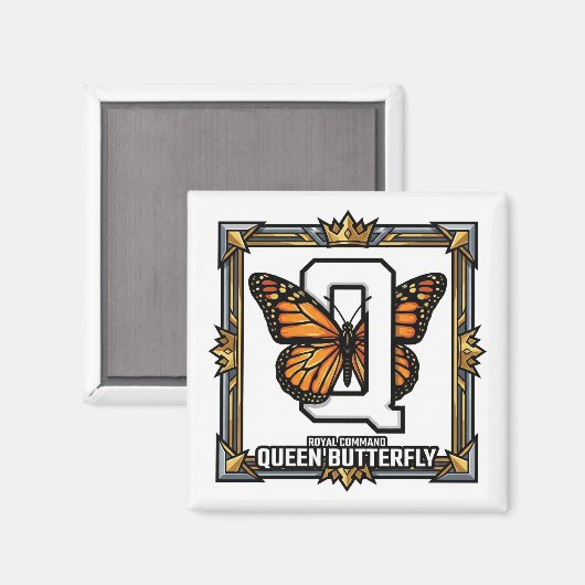 Q is for Queen Butterfly – GTA Style ABC Learning Magneet (Voorkant / Achterkant)