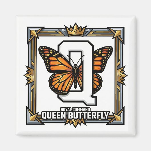 Q is for Queen Butterfly – GTA Style ABC Learning Magneet (Voorkant)